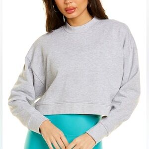 WeWoreWhat Mockneck Cropped Pullover Sweatshirt Light Grey Gray Size Medium